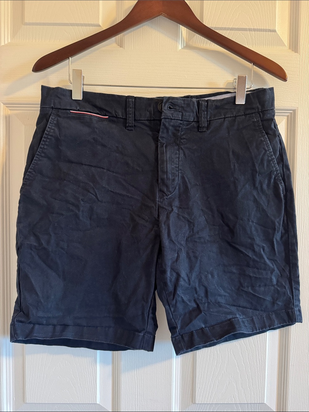 Tommy Hilfiger Navy Flat Front Cotton Shorts